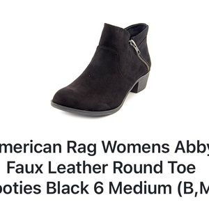 American Rag Womens Abby Faux Leather Round Toe Booties Black 6 Medium (B,M)